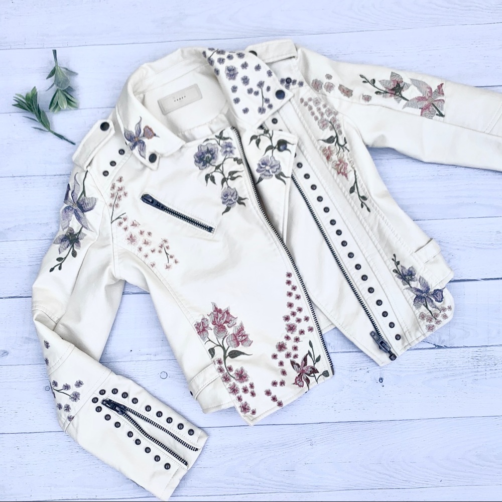 Blank NYC Embroidered Leather Jacket S